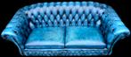 Chesterfield 3 zit bank blauw gevlamd + BEZORGING GRATIS, Ophalen of Verzenden