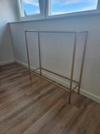 Smalle gouden sidetable met glazen blad, Ophalen, 25 tot 50 cm, Vierkant, 50 tot 100 cm