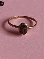 gouden ring met tijgeroog 585, Sieraden, Tassen en Uiterlijk, Ringen, Ophalen, Kleiner dan 17, Dame, Goud