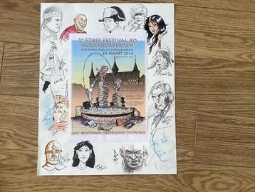Stripfestival Gerardsbergen 2014 poster met 13! tekeningen beschikbaar voor biedingen