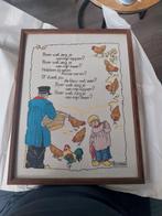 Geborduurde Boer met Kippen en Haan, Antiek en Kunst, Ophalen of Verzenden