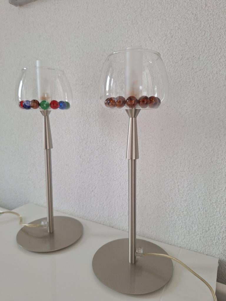 Prachtige tafellamp. Nieuw in doos. Bolletjes naar keuze., Ophalen of Verzenden, Nieuw, Glas, Minder dan 50 cm