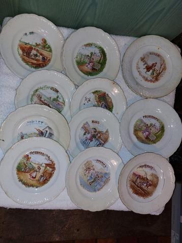 16 oude faience AMARCINOISE borden, begin 1900 beschikbaar voor biedingen