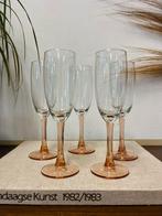 Prachtige Vintage Champagne Glazen met Roze Voet - Set van 5, Ophalen of Verzenden, Gebruikt, Overige typen