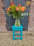 Groen/blauw bijzettafeltje, Ophalen, Zo goed als nieuw, Hout