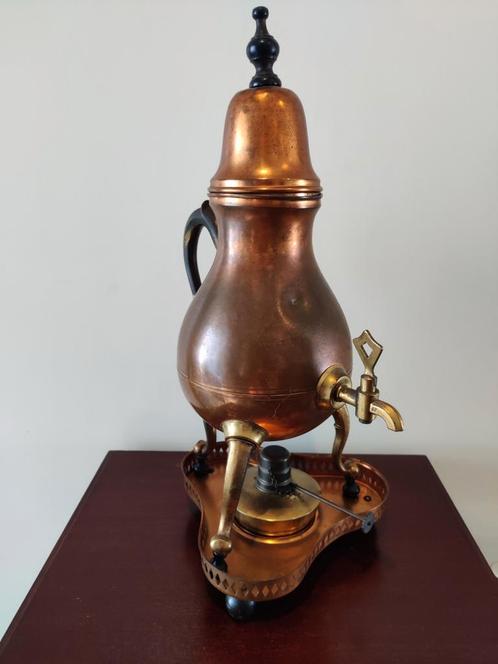 Antieke Koperen Koffiepercolator met Brander, Antiek en Kunst, Antiek | Keukenbenodigdheden, Ophalen of Verzenden