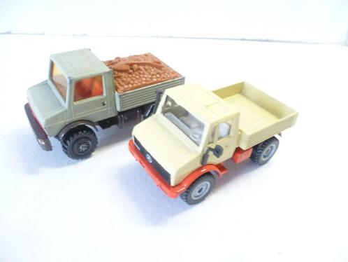 2x Mercedes Unimog 1x Siku 8,5cm en 1x Matchbox Superkings, Hobby en Vrije tijd, Modelauto's | Overige schalen, Zo goed als nieuw