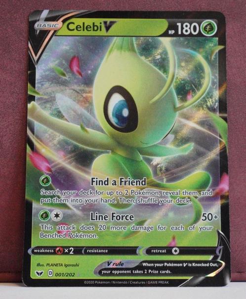 Celebi V 001-202 Sword & Shield Pokèmon Kaart, Hobby en Vrije tijd, Verzamelkaartspellen | Pokémon, Nieuw, Losse kaart, Verzenden