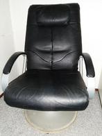 Zwarte leren Relax Fauteuil, Ophalen, Gebruikt, Minder dan 75 cm, 50 tot 75 cm