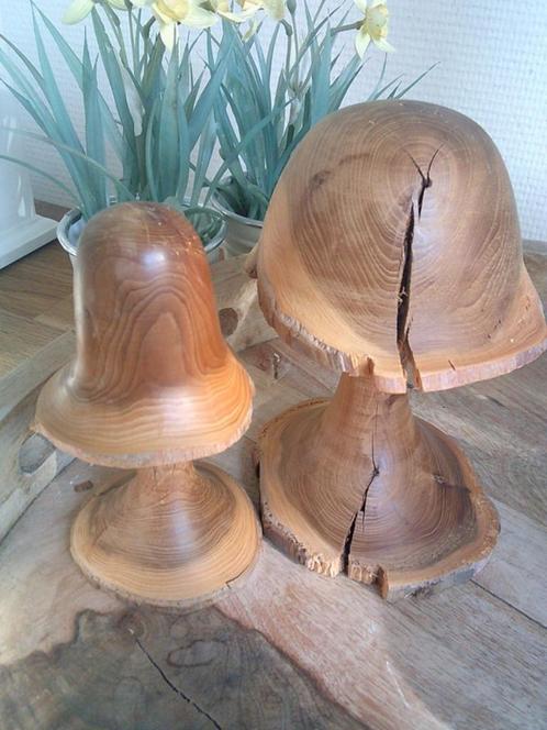2 vintage houten paddestoelen mashrooms, Antiek en Kunst, Curiosa en Brocante, Ophalen of Verzenden