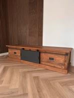 Mooie Teakhouten TV-meubel – industriële uitstraling, Ophalen, 150 tot 200 cm, Teakhout, Nieuw