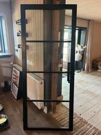Zwarte binnendeur industrieel, Ophalen, Binnendeur, 200 tot 215 cm, Glas