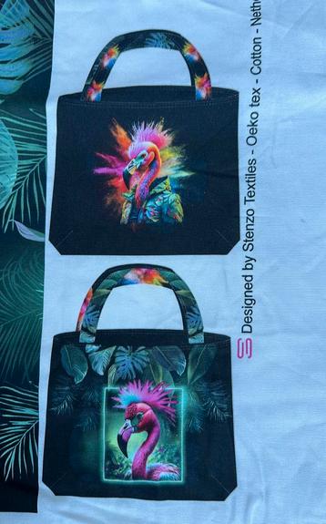Flamingo dubbelzijdige canvas shopper beschikbaar voor biedingen