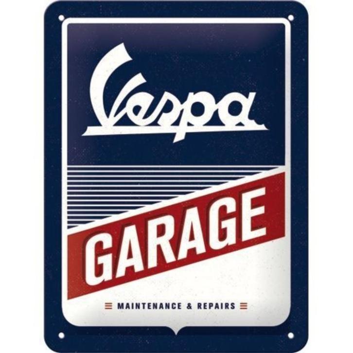 Vespa garage scooter repairs relief reclamebord van metaal, Verzamelen, Automerken, Motoren en Formule 1, Nieuw, Auto's, Verzenden