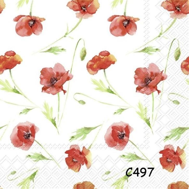 Servetten decoupage/bullet journal – klaprozen C497, Hobby en Vrije tijd, Knutselen, Nieuw, Materiaal, Verzenden