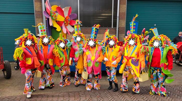 Kleurige loopgroep voor 10 personen, Kleding | Dames, Carnavalskleding en Feestkleding, Carnaval, Maat 46/48 (XL) of groter, Ophalen