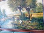 een mooi  landschap schilderij met eenden., Antiek en Kunst, Kunst | Schilderijen | Klassiek, Ophalen