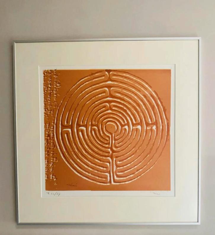 Bea Verheul - zeefdruk Labyrint 72x72 cm, Antiek en Kunst, Kunst | Litho's en Zeefdrukken, Ophalen