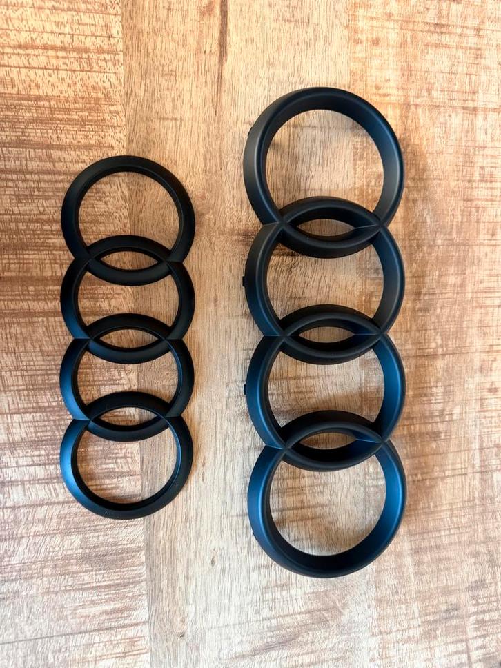 Audi Ringen Logo Mat Zwart Voor + Achter, Auto diversen, Tuning en Styling, Ophalen of Verzenden