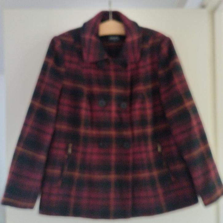 C&A jas wol blend ruit rood maat 48, Kleding | Dames, Jassen | Winter, Gedragen, Maat 46/48 (XL) of groter, Rood, Ophalen of Verzenden