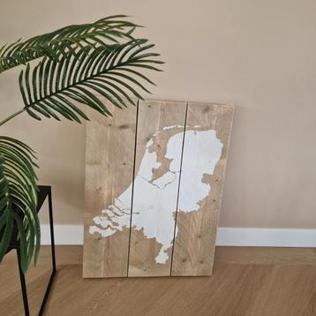 Nieuwe houten landkaart Nederland 60 x 80 cm  beschikbaar voor biedingen