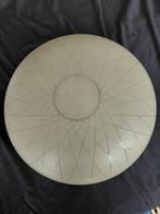 plafondlampekap ArtDeco Plafonnière Glas beigewit mt patroon, Antiek en Kunst, Ophalen