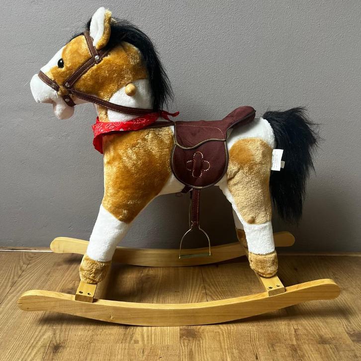 Hobbelpaard hout met geluiden, Kinderen en Baby's, Speelgoed | Hobbelfiguren, Zo goed als nieuw, Ophalen