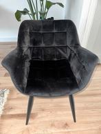 6 x Zwarte velvet eet tafelstoel met armleuning, Huis en Inrichting, Stoelen, Ophalen, Zwart, Zo goed als nieuw, Metaal
