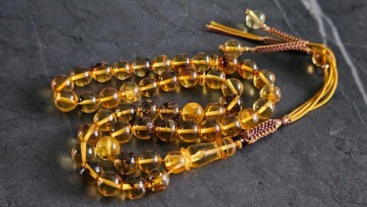 Amber Barnsteen Tesbih Ketting - 45 Kralen, Sieraden, Tassen en Uiterlijk, Antieke sieraden, Ophalen of Verzenden