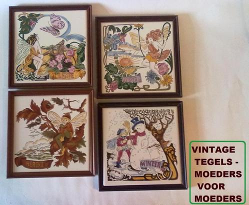 retro vintage moeders voor moeders wand tegels 4 seizoenen, Antiek en Kunst, Antiek | Wandborden en Tegels, Ophalen of Verzenden