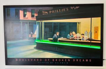 Schilderij Boulevard of broken Dreams met neon verlichting beschikbaar voor biedingen