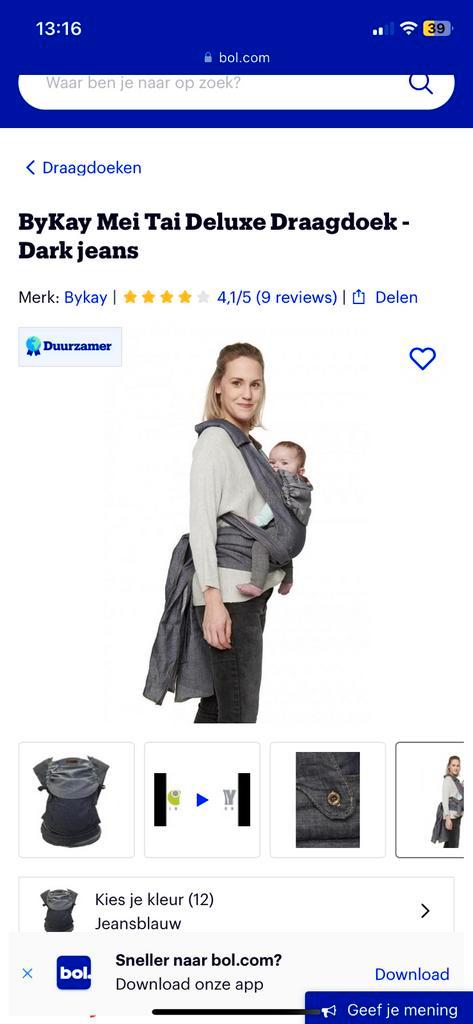 ByKay draagzak DeLuxe donkergrijs, Kinderen en Baby's, Babydragers en Draagdoeken, Gebruikt, Draagdoek, Ophalen