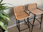2 rotan barstoelen – vintage look, Huis en Inrichting, Barkrukken, 2 krukken, Ophalen, Zo goed als nieuw