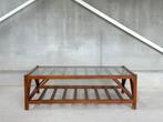 Landelijke salontafel met glas, Ophalen of Verzenden