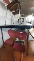 Vintage eettafel met 6 stoelen, Ophalen, Gebruikt, 50 tot 100 cm, Vijf personen of meer