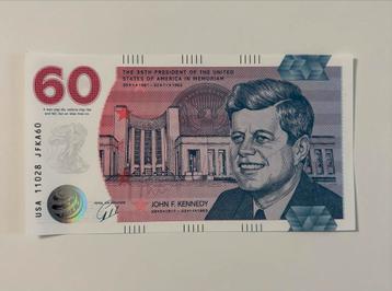 John F. Kennedy Herdenkingsbiljet - 60 beschikbaar voor biedingen
