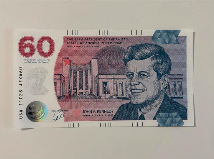 John F. Kennedy Herdenkingsbiljet - 60, Postzegels en Munten, Munten en Bankbiljetten | Toebehoren, Overige typen, Ophalen of Verzenden