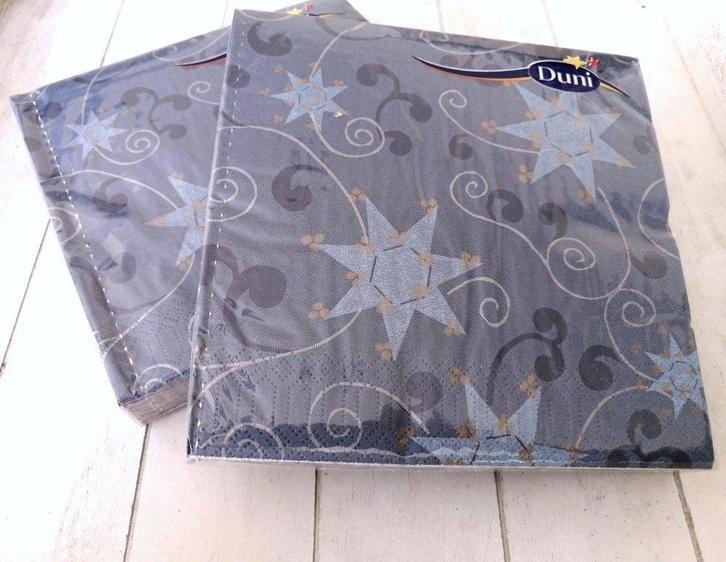 40 Vintage Crystal Stars Blue 3-Lagige Servietten van Duni, Huis en Inrichting, Keuken | Textiel, Nieuw, Overige typen, Blauw