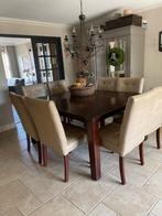 Teakhouten vierkante eettafel mooi in hoffz interieur, Huis en Inrichting, Gebruikt, Koloniaal, Ophalen of Verzenden, Vijf personen of meer