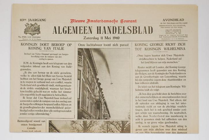 11 mei 1940 - Algemeen Handelsblad | Heruitgave 1994, Boeken, Tijdschriften en Kranten, Zo goed als nieuw, Krant, Verzenden
