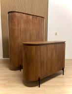 Kast / boekenkast noor walnoot look rond ovaal en dressoir, Huis en Inrichting, Ophalen, Met deur(en), 100 tot 150 cm, Nieuw