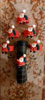 6 grappige Vintage kerstman servetringen, Ophalen of Verzenden