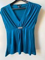 Aparte kleur blauwgroen shirt H&M, maat XS, Ophalen of Verzenden, Zo goed als nieuw, Maat 34 (XS) of kleiner, Korte mouw