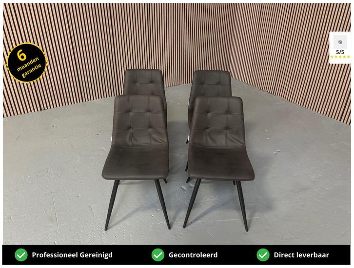 GRATIS LEVERING 4x Eetkamerstoel Antraciet REFURBISHED, Huis en Inrichting, Stoelen, Zo goed als nieuw, Vier, Kunststof, Leer