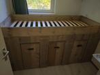 Op maat gemaakt steigerhouten bed, Ophalen, 90 cm, Eenpersoons, Bruin