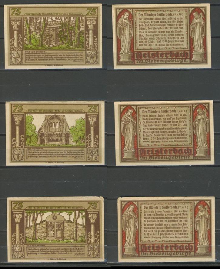 Heisterbach 3 x 75 Pfg 1921 Duits Noodgeld Biljet r-178 jdu, Postzegels en Munten, Bankbiljetten | Europa | Niet-Eurobiljetten