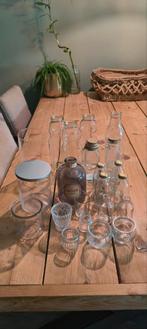 22 glazen vaasjes, theelichthouders, flesjes €5, Gebruikt, Overige kleuren, Ophalen of Verzenden, Glas