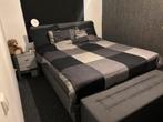Complete boxspring 160x200 met bank & kastje, Ophalen, Tweepersoons, Zo goed als nieuw, 200 cm