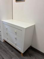 Commode | Ladekast | wit met marmere knoppen, Ophalen, 50 tot 100 cm, Zo goed als nieuw, 3 of 4 laden