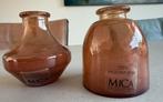 Setje kleine vaasjes van Mica in taupe/bruin tint !, Gebruikt, Overige kleuren, Ophalen of Verzenden, Glas